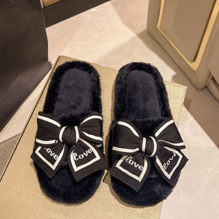 Casual%20Fluffy%20Slippers%20Women%20House%20Flats%20Fashion%20Winter%20Bowknot%20Love%20Designer%20Shoes%20Ladies%20Home%20Plush%20Platform%20Elegant%20Footwear%20-%20Image%207