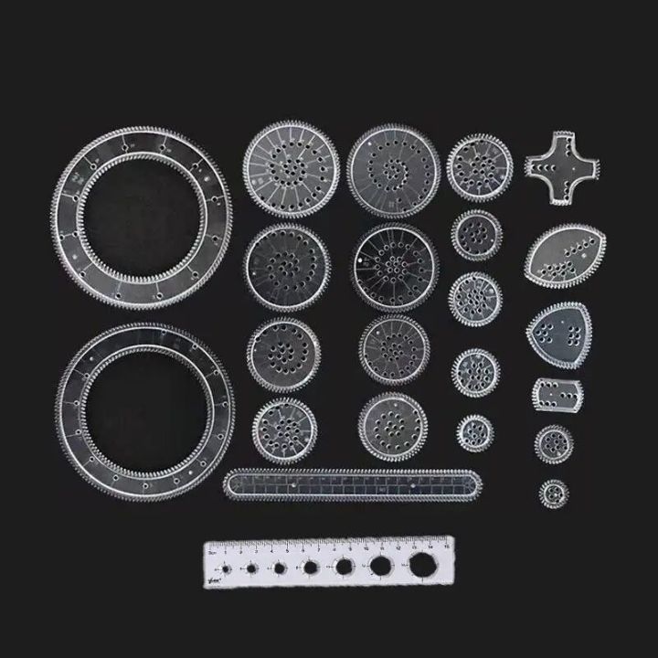 23pcs Transparent Flower Ruler Set Spirograph Drawing Ruler Tools Set - Create Stunning Spiral Drawings with Magic Templates