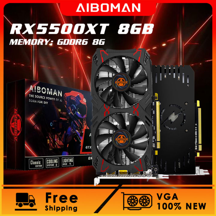 AIBOMAN RX5500XT 8GB Graphics Card GDDR6 128 BIT Computer GPU 100% New Video card for pc gaming