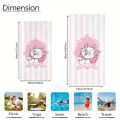 Marie Aristocats Beach Towel, Cute Pink White Stripe Cat Print Bath Towel,  Inspired Soft Quick Dry Towel for Travel Pool. 