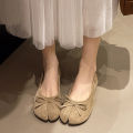 Fashion Suede Split Toe Women Bow Tabi Ballet Flats Spring Autumn Comfortable Walking Lazy Loafers Casual Girls Dance Shoes. 