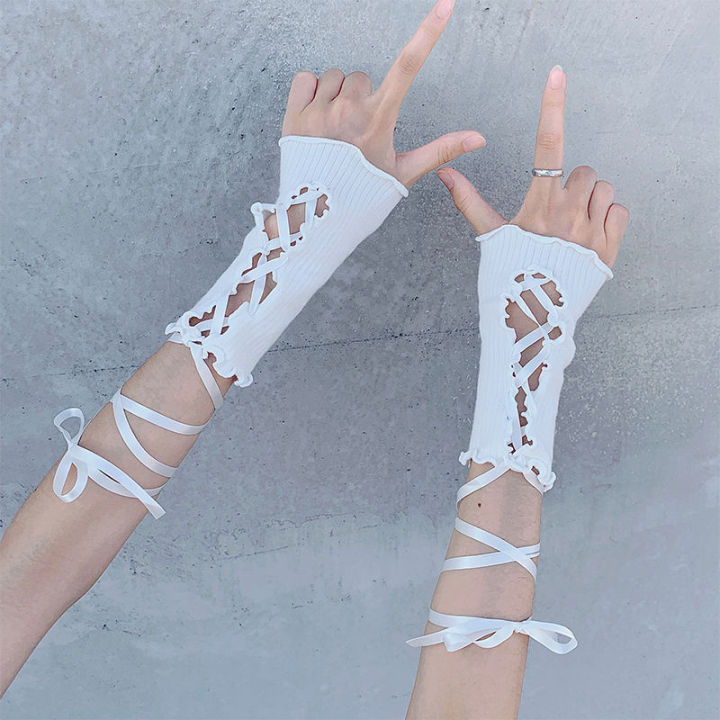 Women%20Lolita%20Jk%20Lace%20Fingerless%20Gloves%20Black%20Gothic%20DIY%20Strapping%20Sunscreen%20Sleeve%20Clothing%20Accessories%20Elastic%20Mesh%20Punk%20Gloves%20-%20Image%207