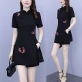 Women's Suit Chinese Style Clothes Two Piece Sets 2025 Summer New Crop Top And Shorts Retro Cheongsam Outfits Matching For Women.