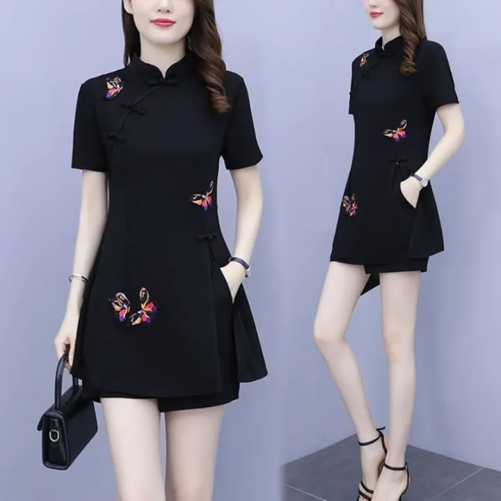 Women's%20Suit%20Chinese%20Style%20Clothes%20Two%20Piece%20Sets%202025%20Summer%20New%20Crop%20Top%20And%20Shorts%20Retro%20Cheongsam%20Outfits%20Matching%20For%20Women%20-%20Image%203