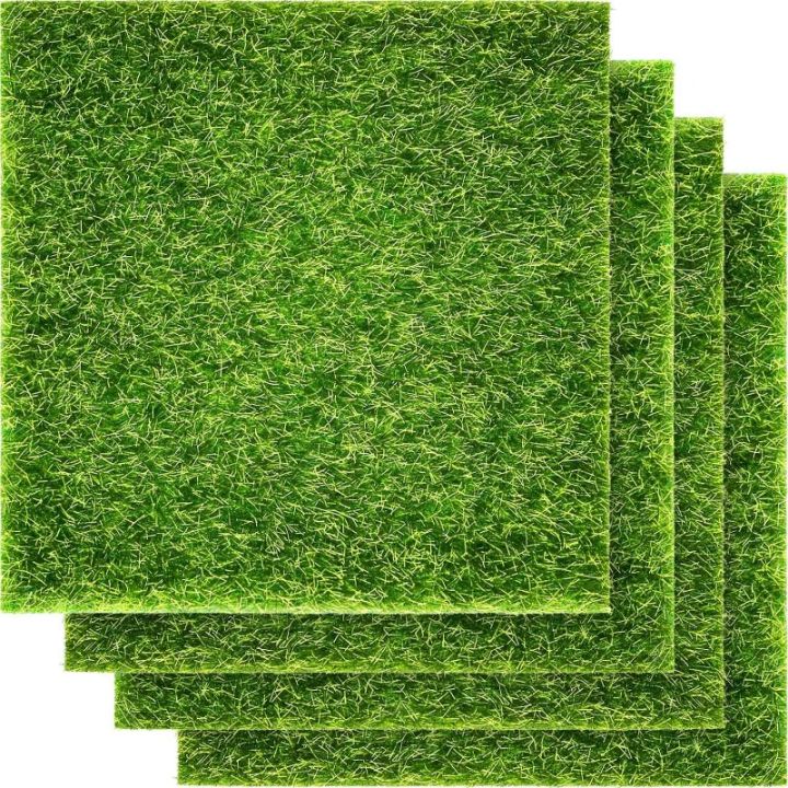 1-4 Packs 15x15cm Dollhouse Miniature Grass Pad Simulation Lawn for Micro Landscape DIY Model Accessories