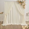 1.6x2m Ivory Chiffon Backdrop Wedding Tulle Yarn Background Crystal Sheer Fabric Rustic Country Wedding Birthday Party Decor. 