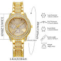 2PCS Luxury Full Diamond Women Watches Bracelet Set Fashion Decorative Three-eyes Ladies Quartz Wristwatch (Without Box). 