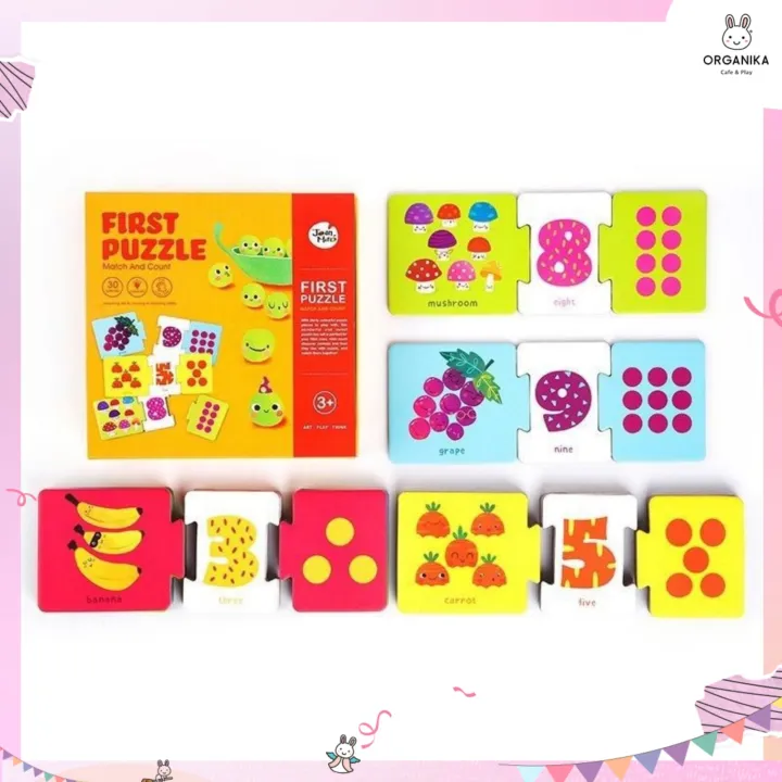 Puzzle for kids Joan Miro math series and counting numbers-first puzzle-match and count
