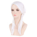 Solid Color Muslim Fashion Hijabs Turban Bonnet Long Tail Head Wraps Elastic Hijab Hats Breathable Chemo Cap For Women Girls. 