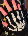 New Punk Gloves Unisex Halloween Skeleton Skull Half Finger Gloves Glow In The Dark Fingerless Stretch Knitted Winter Mittens.