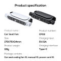 2-1pc Portable Car Seat Fan 3 Speeds Adjustable Car Seat Headrest Fan USB Powered Car Neck Cooler for Front Rear Seat Passenger.