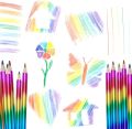 10 Pcs Rainbow Colored Pencils, 4 Color in 1 Pencil .Suitable for Schools, Students, Sketching, Doodling, Coloring, Painting.. 