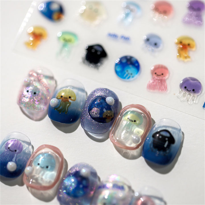 1pcs%205D%20Kawaii%20Jelly%20Series%20Nail%20Art%20Stickers%20Blue%20Jellyfish%20Adhesive%20Nail%20Art%20Decorations%20Stickers%20Hot%20Stamping%20Manicure%20Decals%20-%20Image%204