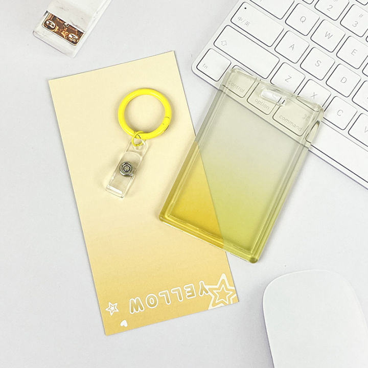 1pc%20Gradient%20Pink%20Transparent%20Sliding%20Cover%20Card%20Holder%20With%20Keychain%EF%BC%8C%20Work%20Student%20ID%20Card%20Bus%20Transport%20Card%20Protector%20Holder%20-%20Image%207