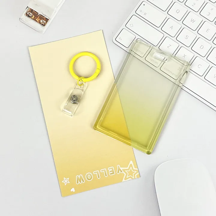 1pc%20Gradient%20Pink%20Transparent%20Sliding%20Cover%20Card%20Holder%20With%20Keychain%EF%BC%8C%20Work%20Student%20ID%20Card%20Bus%20Transport%20Card%20Protector%20Holder%20-%20Image%207