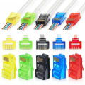 50pcs RJ45 PVC Network Cable Connector CAT5E Category 5e Unshielded Color Crystal Head for Solid/Stranded UTP Network Cable.
