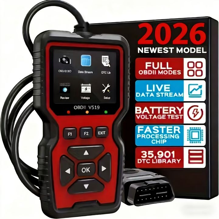 V519 Professional Obd2 Scanner - Usb-Powered Automotive Diagnostic Tool with Real-Time Data Stream, Full-Featured Obd Ii Testing (I/M Ready, Bod2/Eobd), Clears Engine Fault Lights, Reads/Erases Codes for Most Vehicles, Automotive Maintenance, Ergonomic...