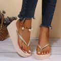 Summer Wedge Flip Flops for Women 2025 Fashion Clip Toe Platform Slippers Woman Lightweight Thick Bottom Non Slip Beach Sandals. 