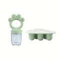 2pcs Baby Feeding Set: Baby Fruit Feeder with Freezer Mold with Lid, Silicone Food Tray Feeder, Breast Milk Teething Feeding Set. 