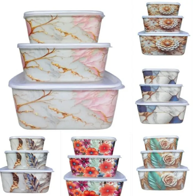 Melamine Bowls Set of Three Food Storage Containers With Lids