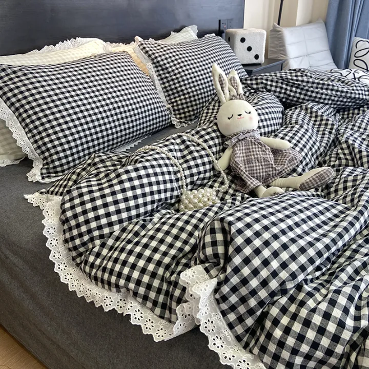 3pcs%20Black%20white%20plaid%20Duvet%20cover%20set%20(1*Duvet%20Cover%20+%202*Pillowcase,%20Without%20Core),%20lace%20Bedding%20Set,%20Soft%20Comfortable%20-%20Image%203