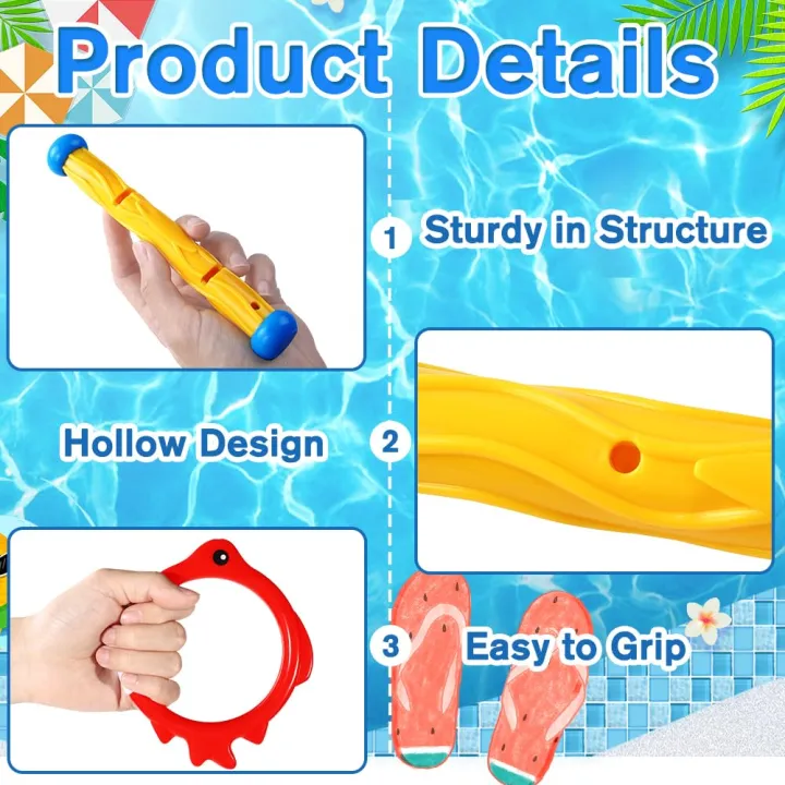 10pcs%20Pool%20Diving%20Swim%20Toys%20Colorful%20Underwater%20Training%20Sinking%20Throwing%20Dive%20Rings%20Sticks%20for%20Kids%20Summer%20Pool%20Swimming%20Party%20-%20Image%203