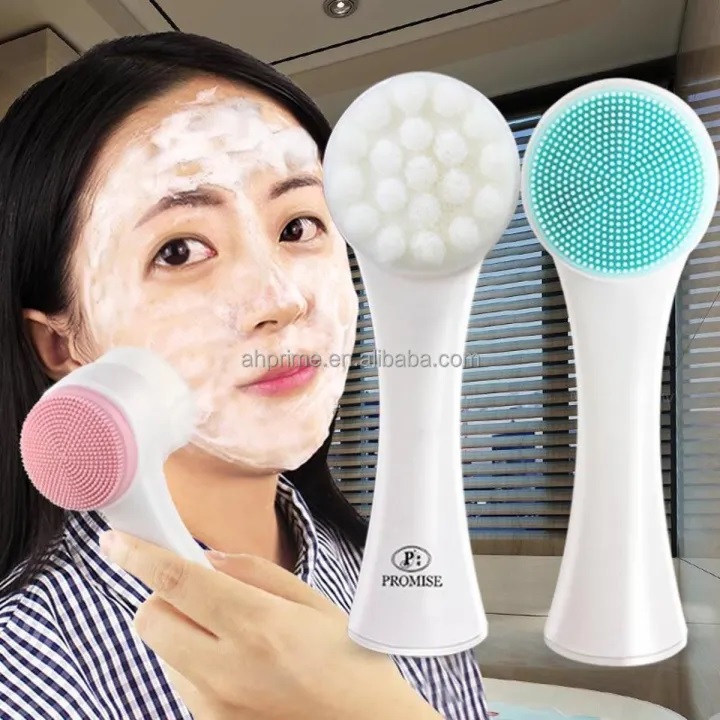 3D Double-Head Silicone Facial Cleansing Brush | Manual Exfoliating Tool