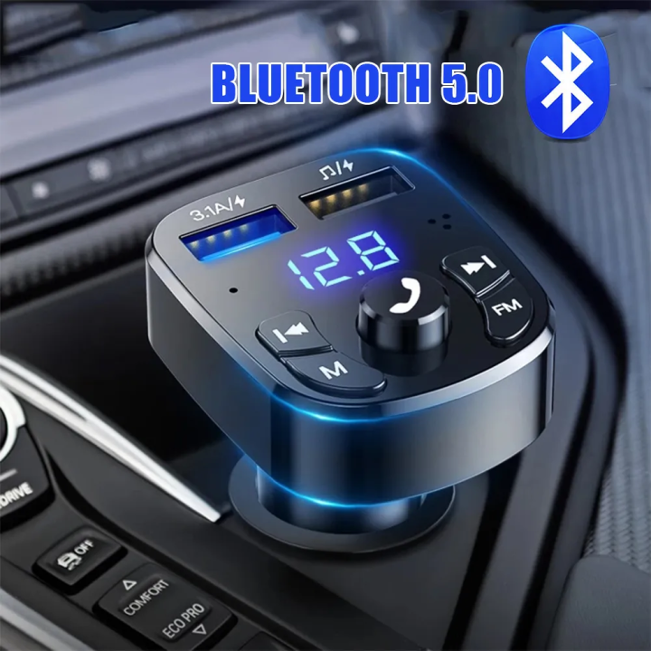 Bluetooth 5.0 Car Receiver Dual USB Car Kit FM Transmitter Audio MP3 Player Autoradio Handsfree 3.1A 12-24V USB Fast Charger
