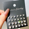 12 Pair/Lot White Shiny Wedding Stud Earrings Set For Women Men Crystal Jewelry Accessories Oorbellen Jewelry Earrings. 