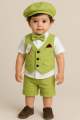 Classic 5-Piece Baby Boys Formal Party Suit Set – Lime Green with Cap | Ages 6 Months to 7 Years. 