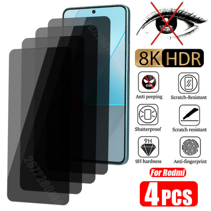 4PCS Anti-Spy Screen Protector For Redmi Note 13 12 11 10 Pro 9 8 Plus 5G Privacy Tempered Glass For Redmi 10C 10 9A 9C Note 11S