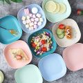 Colourful Square Plastic Snacks Plate With Stand -Set of 10. 