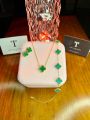 Black Clover Stainless Steel Complete Jewellery Set double sided trendy clover necklace earring with five leaf bracelet. 