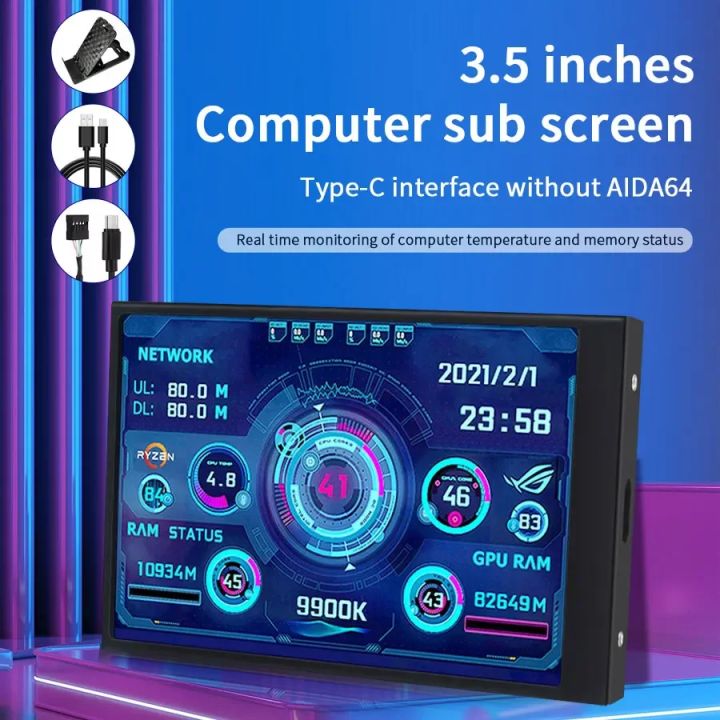 Mini 3.5 inch IPS USB Type C Secondary Screen CPU GPU RAM HDD Computer ...