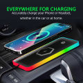 LED RGB car wireless charging board with anti slip silicone pad, multi device charging station, car charging board,. 