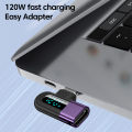 elough 6A Digital Display Type C to Type C OTG Adapter for 120W Fast Charging USB C Cable USB2.0 Connector Conventor. 