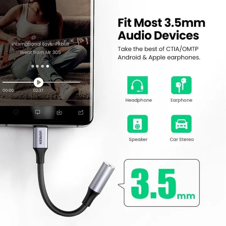 UGREEN%20USB%20C%20to%203.5mm%20Headphone%20Adapter,%20Type%20C%20Dongle%20Audio%20Jack%20Converter%20with%20DAC%20Chip%20Compatible%20for%20Galaxy%20Note20%20Ultra/Note20/S20/Note10/S10,%20Pixel%204%203%202%20XL,%20,%20OnePlus%20and%20More%20-%20Image%203