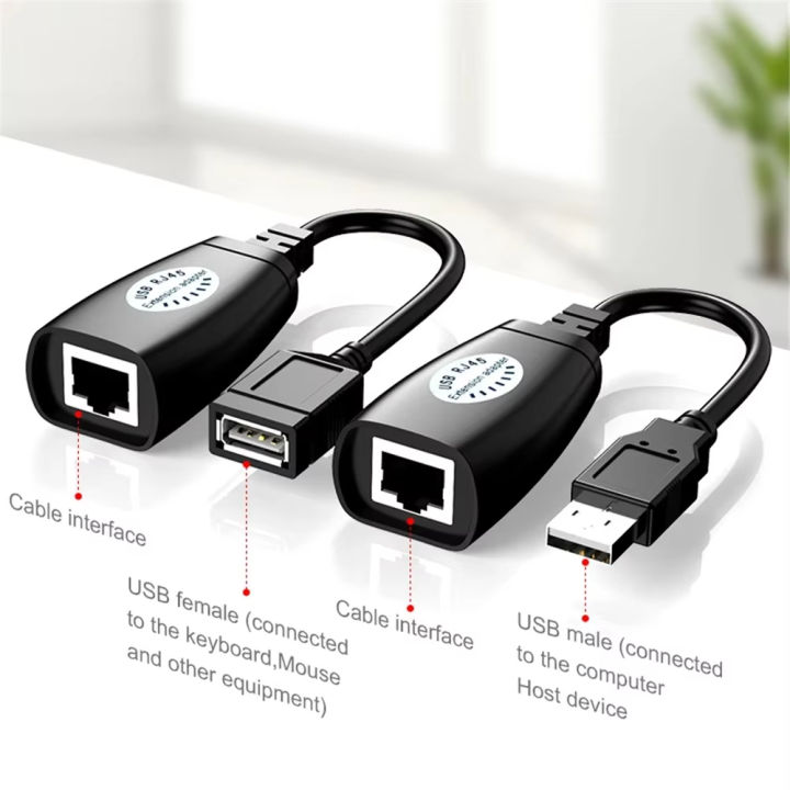 2Pcs%20USB%20to%20RJ45%20LAN%20Cable%20Extension%20Adapter%20Extender%20Over%20Cat5%20RJ45%20Cat6%20Patch%20Cord%20Black%20Networking%20Accessories%20-%20Image%204
