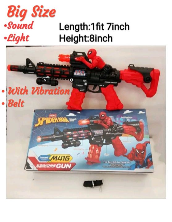 Spiderman Gun Set Toys with Sounds,Light, vibration,belt