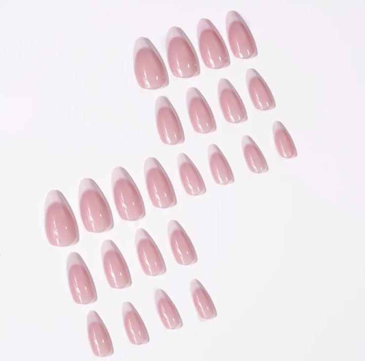 24French%20Gel%20Nail%20Tips%20-%20French%20Tip%20Nails%20Coffee%20Medium%20Almond%20Fake%20Nails%20for%20Nail%20ArtWith%20Glue%20Stickers%20Nail%20File%20-%20Image%203