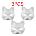 3/6/9/12/15PCS Therian Masks White Cat Masks Blank DIY Halloween Mask Animal Half Facemasks Masquerade Cosplay Party 2024. 