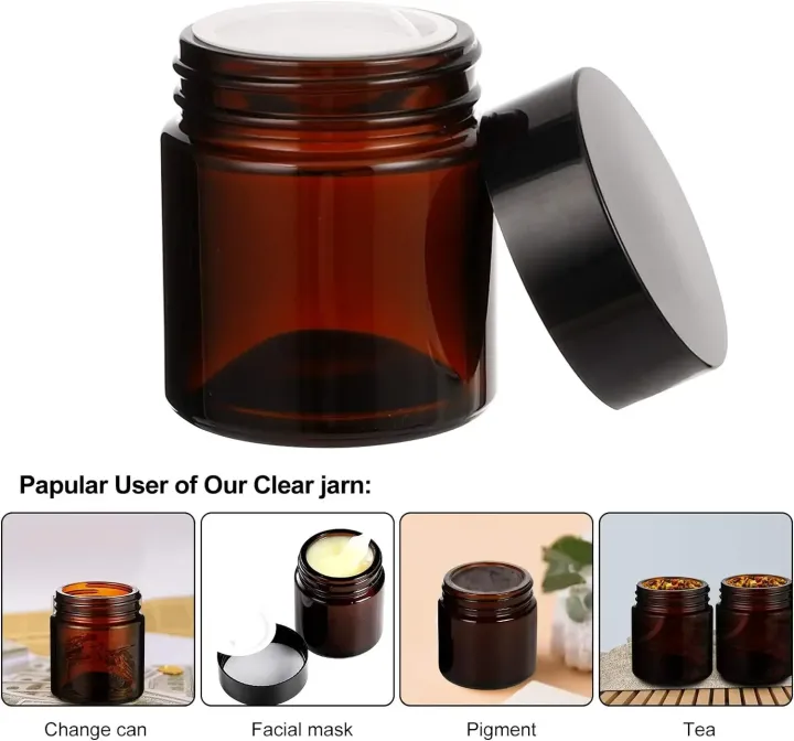 10pcs%205g-50g%20Amber%20Brown%20Glass%20Cosmetic%20Jar%20Face%20Cream%20Bottles%20Portable%20Travel%20Face%20Cream%20Cosmetic%20Container%20Accessories%20-%20Image%204