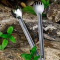 Tiartisan Ultralight Titanium Spoon Spork Long Handle Tableware Outdoor Camping Portable Matte Polished Dinner Cutlery.
