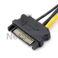 Sata power 15-pin female to 6-pin male GPU power supply cable power cable video card. 