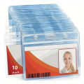 10pcs Horizontal ID Card Holder, Resealable Zipper, Transparent Plastic, Waterproof PVC, High Transparency. 