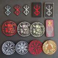 Viking Compass Berserker Rune Applique Embroidery Morale Emblem,The Warrior Of Norse Viking PVC Patches Badges.