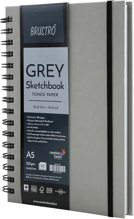 BRUSTRO%20Toned%20Paper%20-%20Grey%20Sketchbook%20%7C%20A5,%20120%20GSM%20%7C%2060%20Sheets/120%20Pages%20%7CWiro%20Bound,%20Spiral,%20Drawing,%20Sketching,%20Acid-free%20Paper,%20Dry%20media,%20Mandala%20Art,%20Graphite,%20Charcoal,%20Colour%20pencils,%20Gel%20pens%20-%20Image%207