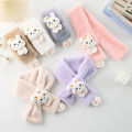 Boys Girls Winter Scarfs Thick Plush Cross Children's Scarf Baby Bib Cute Cartoon Rabbit Faux Fur Neck Protection Warm Shawl.