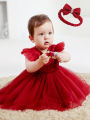 Children Clothes Baby Girls Party Dress Wholesale New Born 1 Year Old Birthday Party Flower Baby Girl Princess Dress. 