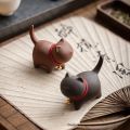 Creative Kitten modeling Ceramic Kung Fu Accessories Purple Clay Tea Set for Pets Cute Cat Raise Tea Fun Home Tea Art Ornaments. 